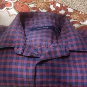 Perry Ellis Men's Casual Blue and Red Plaid Shirt